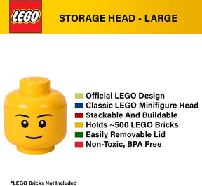 LEGO Large 9 x 10 Inch Plastic Storage Head | Silly