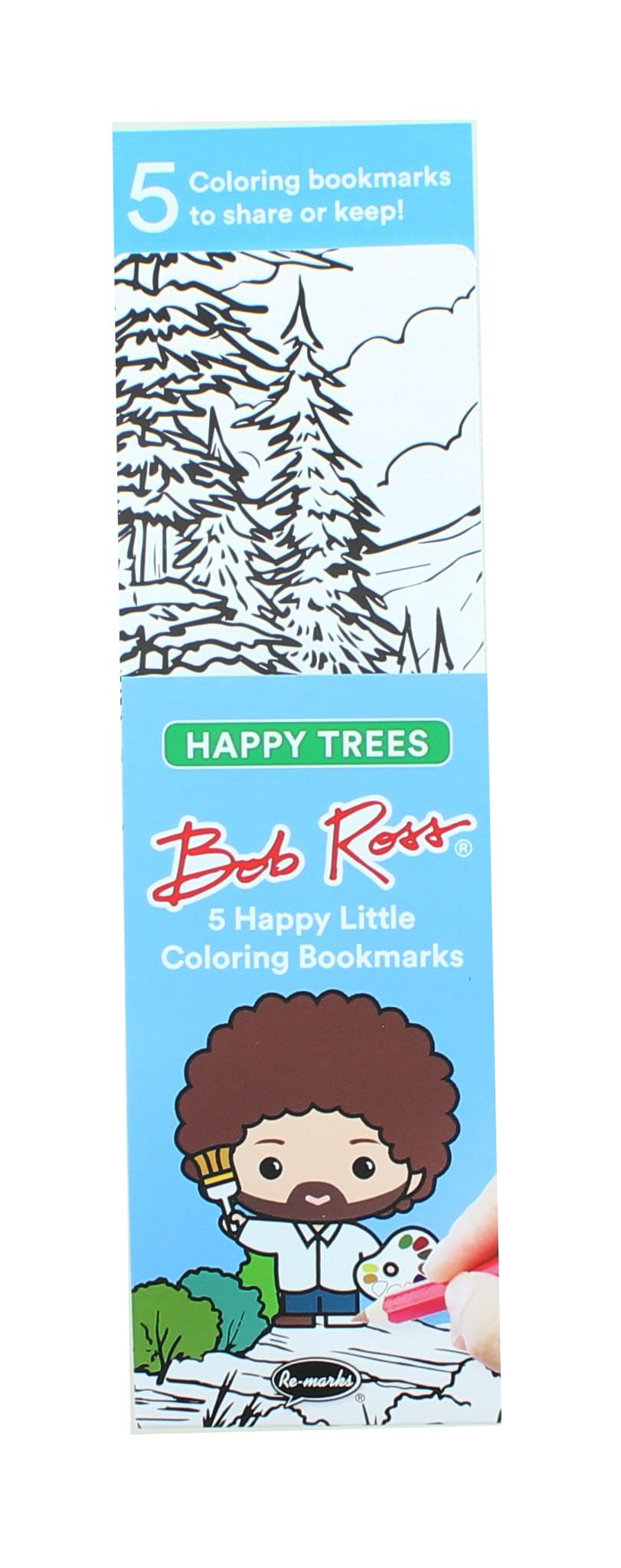 Bob Ross Happy Trees DIY Coloring Bookmarks | Set of 5