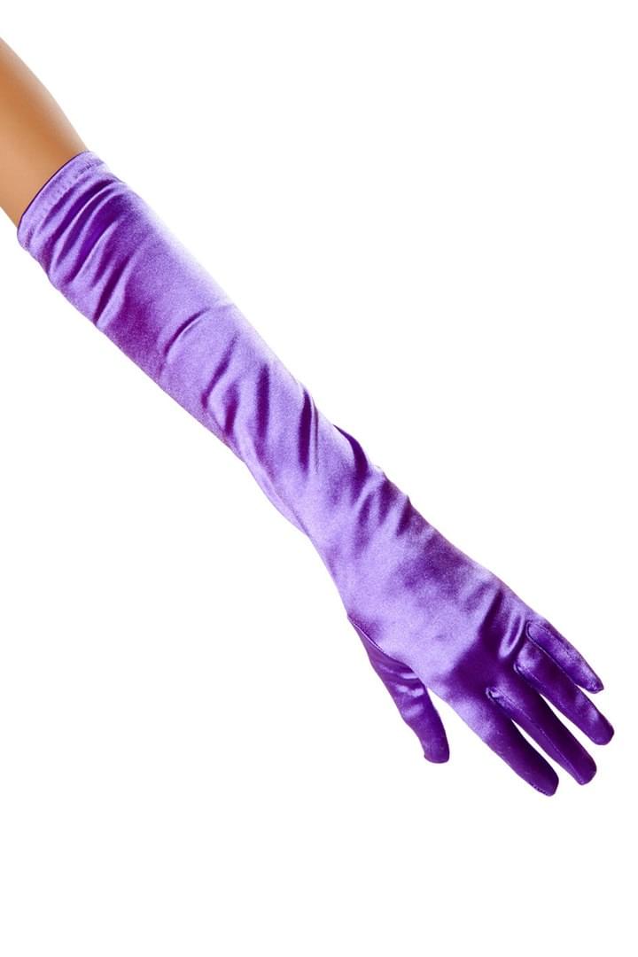Purple Stretch Satin Adult Costume Gloves - One Size