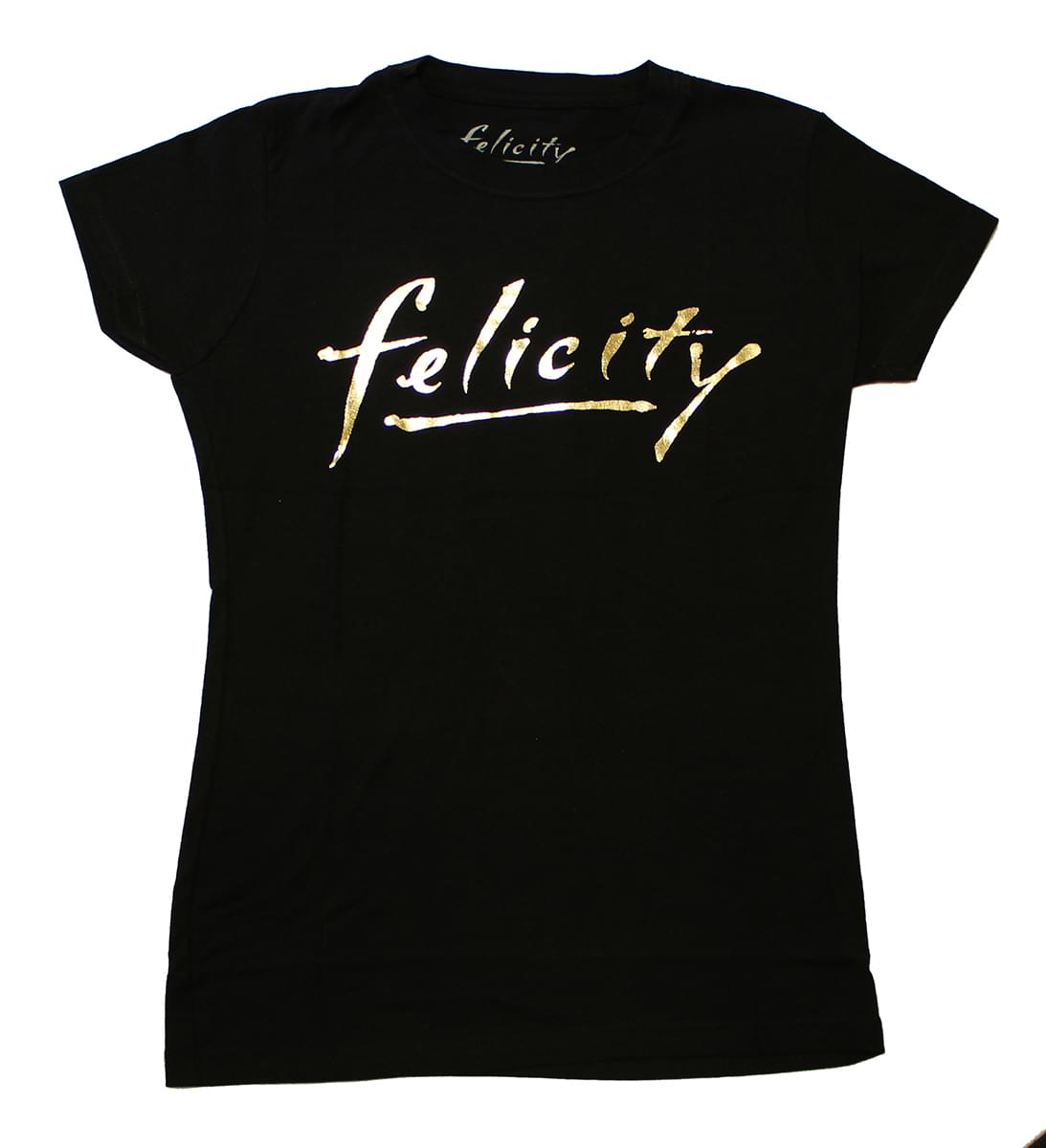 Felicity Gold Logo Junior's Black Cotton T-Shirt