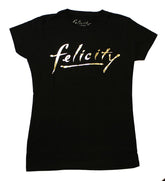 Felicity Gold Logo Junior's Black Cotton T-Shirt