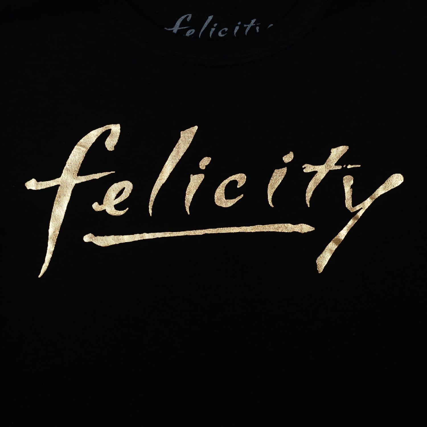 Felicity Gold Logo Junior's Black Cotton T-Shirt