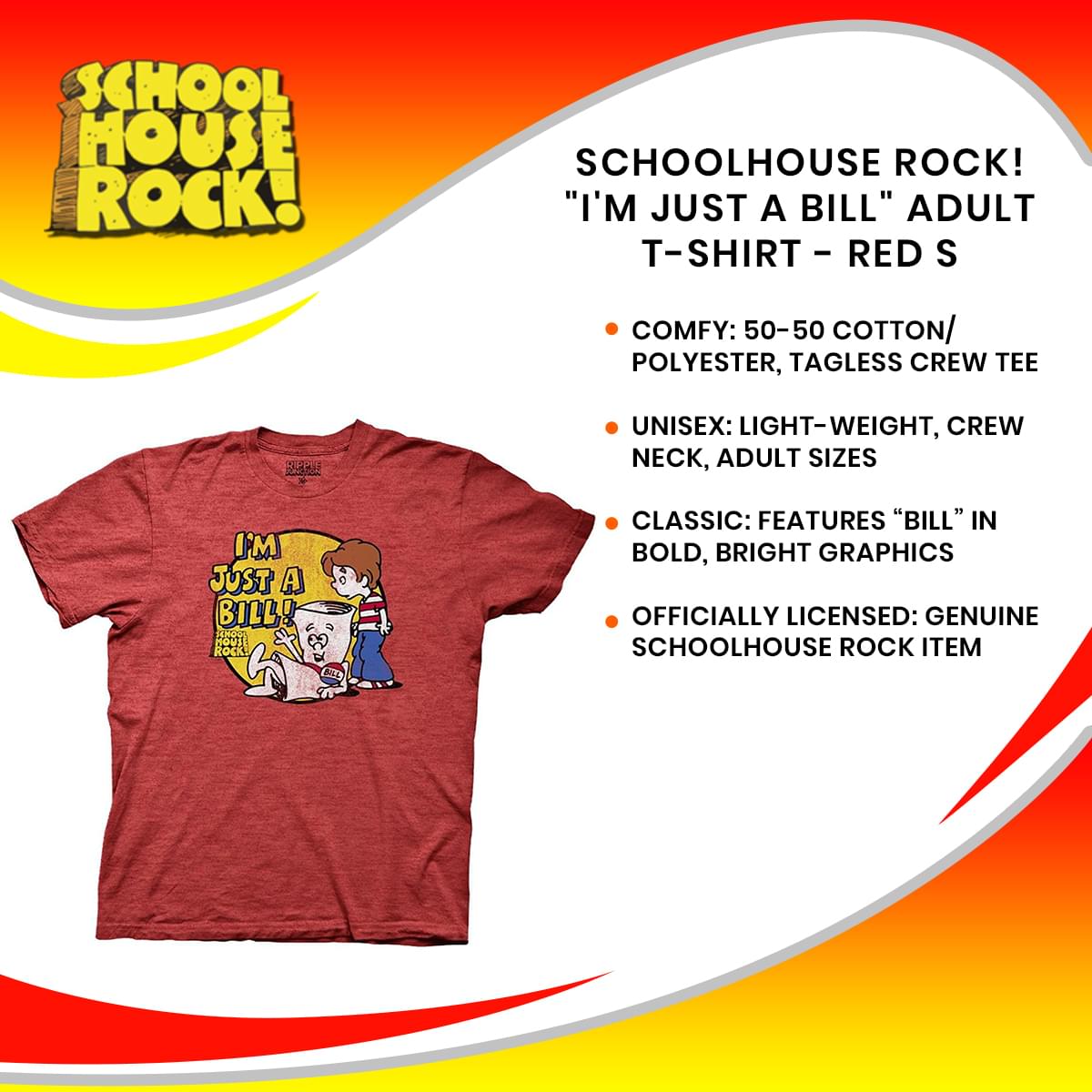 Schoolhouse Rock! "I'm Just A Bill" Adult T-Shirt - Black