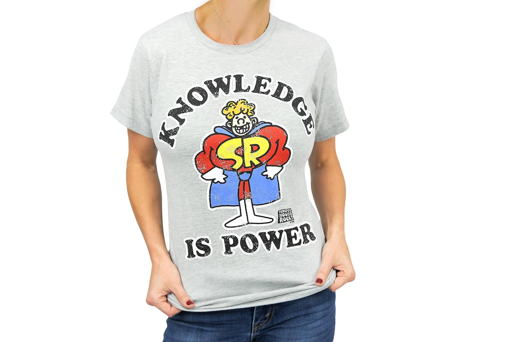 Schoolhouse Rock! “Knowledge Is Power” Adult T-Shirt - Grey