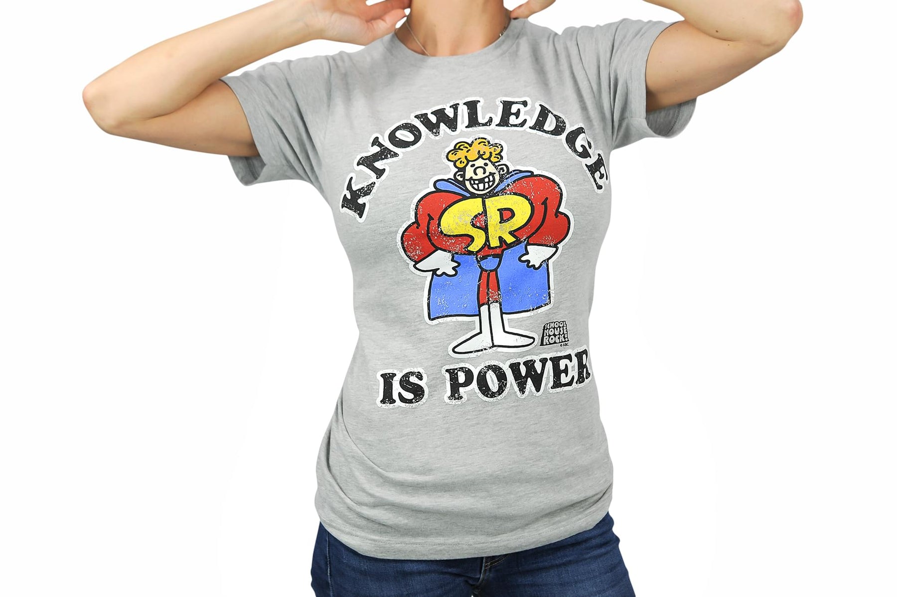 Schoolhouse Rock! “Knowledge Is Power” Adult T-Shirt - Grey