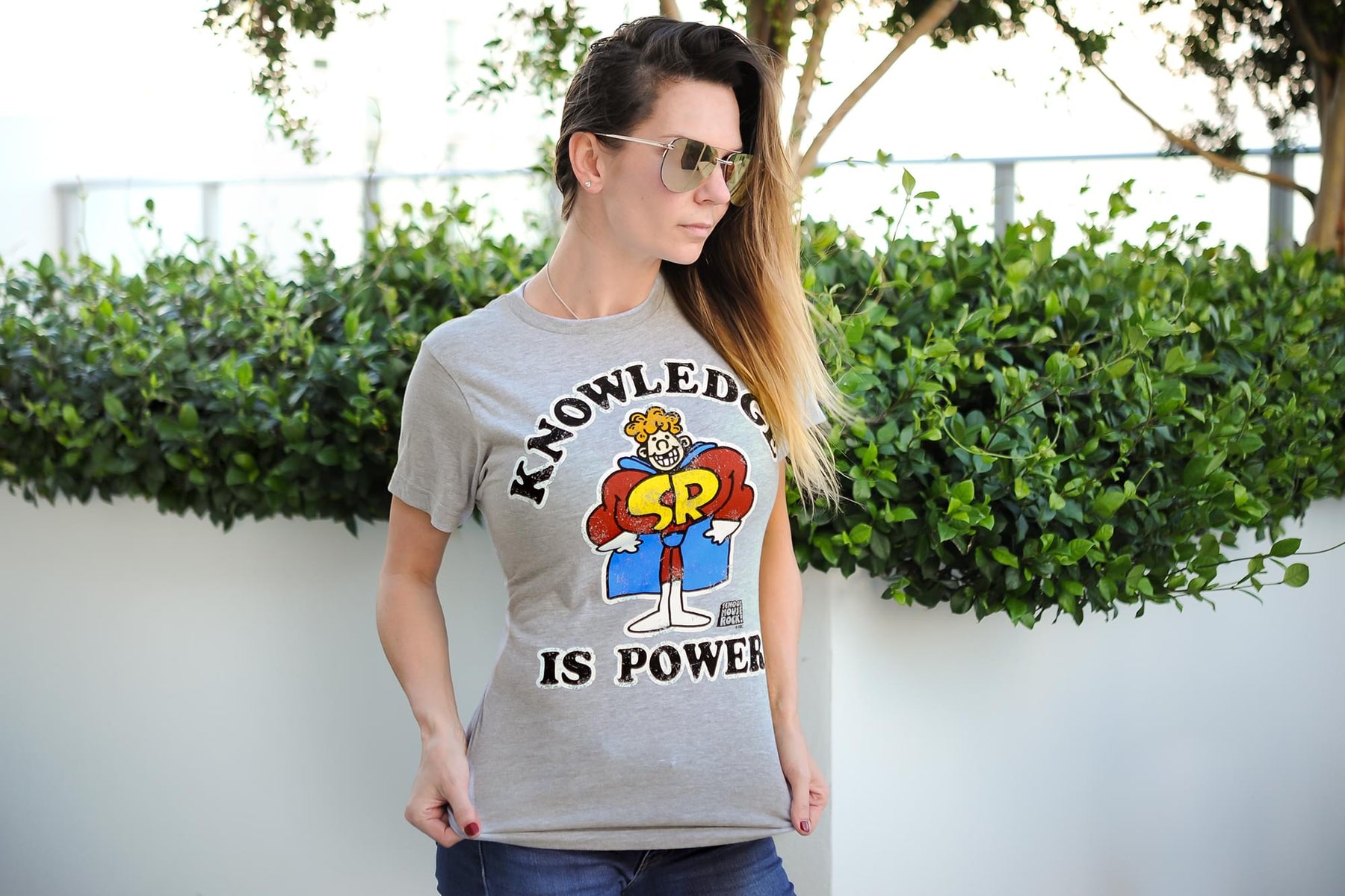 Schoolhouse Rock! “Knowledge Is Power” Adult T-Shirt - Grey