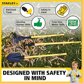 Stanley Jr. Garden Tool 3 Piece Set | Garden Hoe | Leaf Rake | Shovel