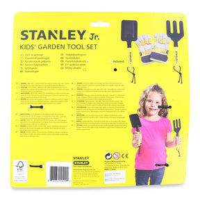 Stanley JR Garden Hand Tool 3 Piece Set | Hand Spade | Hand Fork | Work Gloves