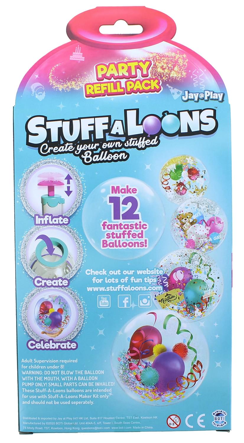 Stuffaloons Party Refill Pack | 12 Balooons + Assorted Decorations