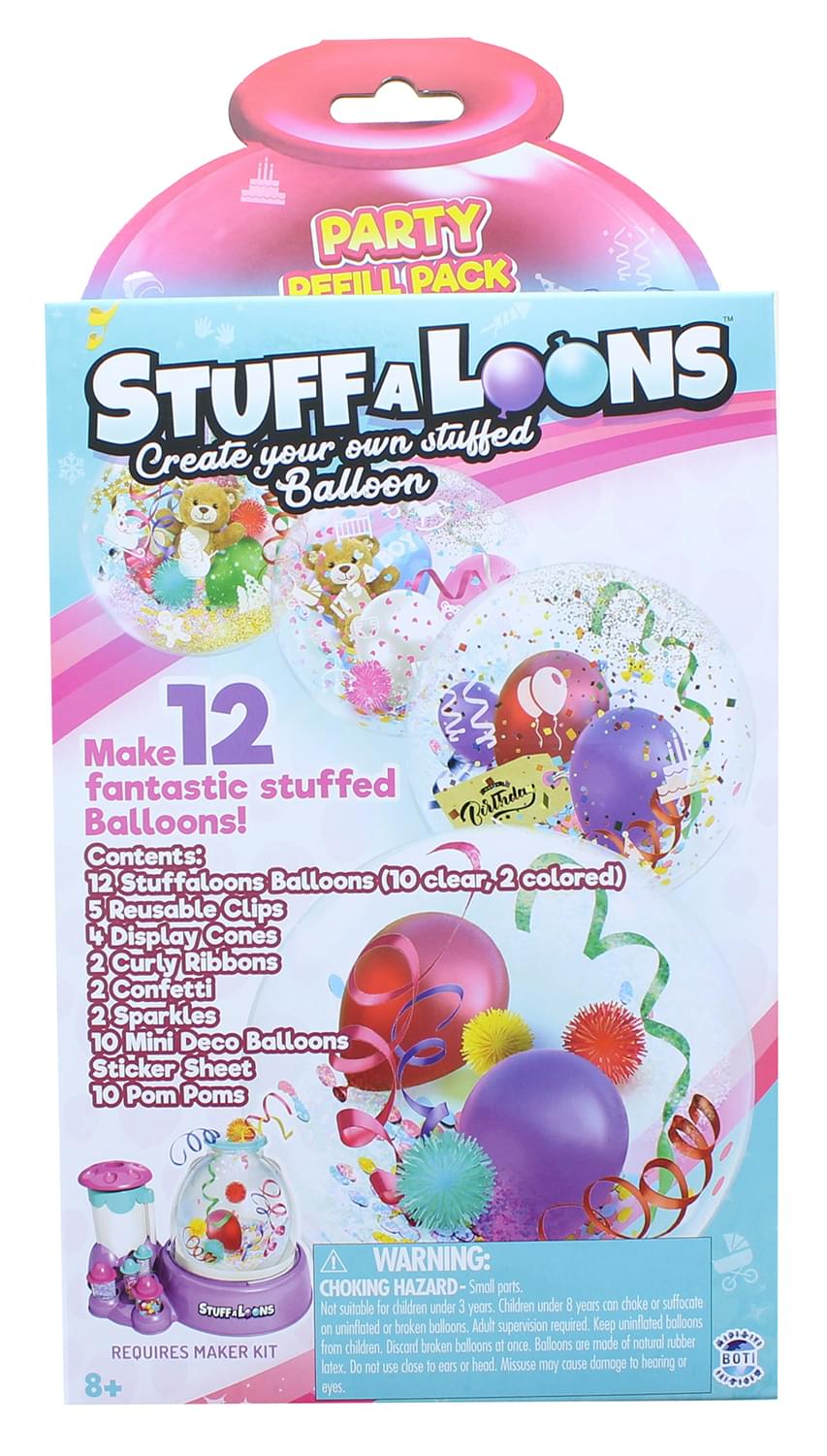 Stuffaloons Party Refill Pack | 12 Balooons + Assorted Decorations