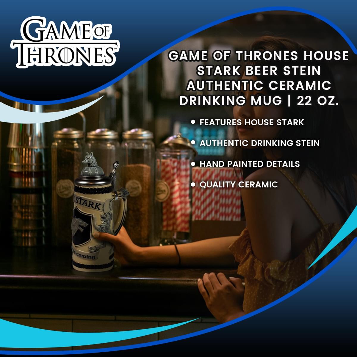 Game of Thrones 32oz Relief Ceramic Stein - House Stark