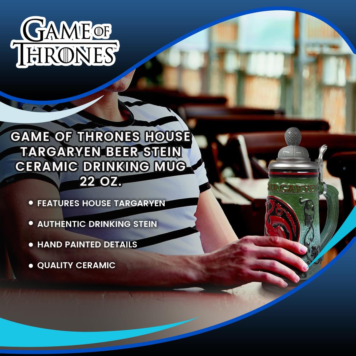Game of Thrones House Targaryen Beer Stein | Ceramic Drinking Mug | 22 Oz.