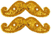 Shwings Shoe Accessories: Gold Sparkle Handlebar Mustache