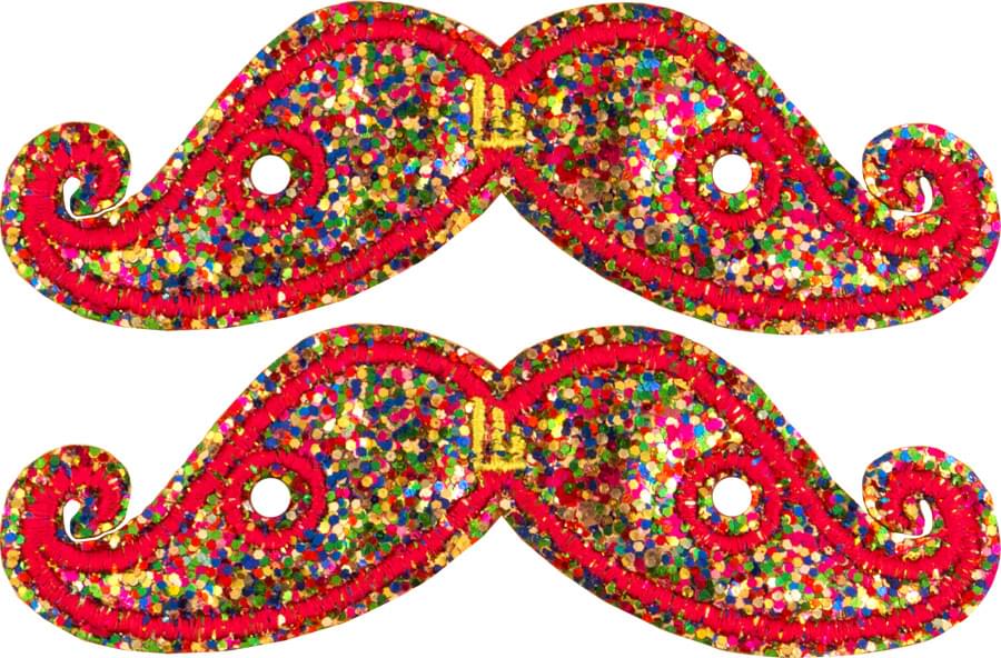 Shwings Shoe Accessories: Rainbow Handlebar Mustache Sparkle