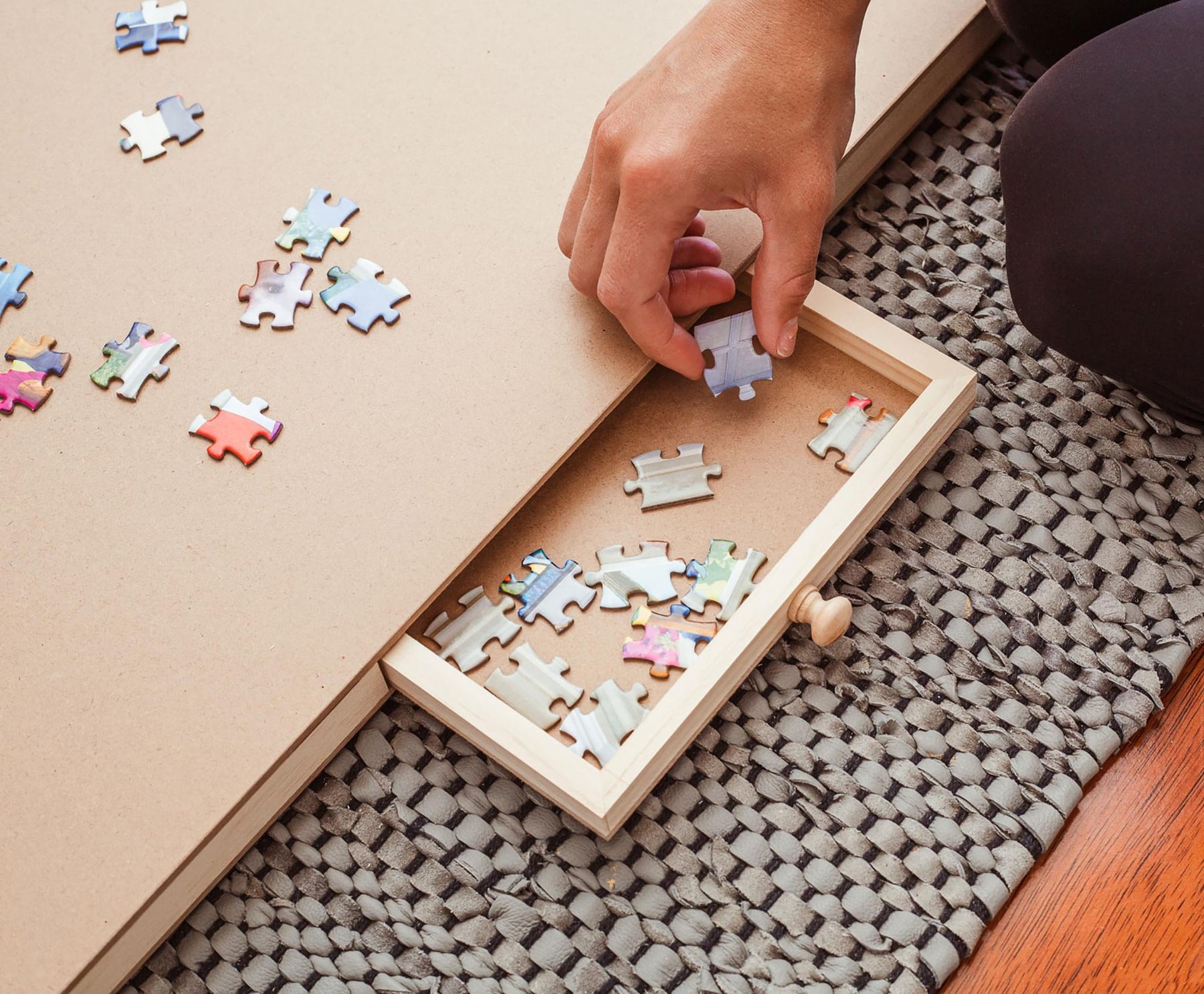 Wooden Jigsaw Puzzle Table | Puzzle Storage System | 35 x 2 x 28 Inches