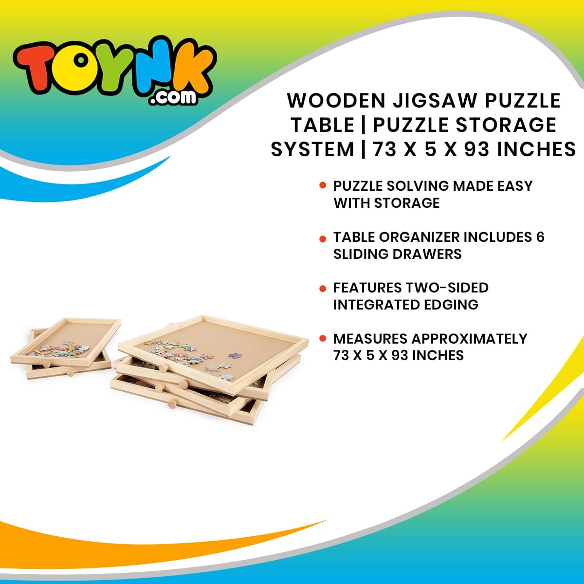 Wooden Jigsaw Puzzle Table | Puzzle Storage System | 35 x 2 x 28 Inches