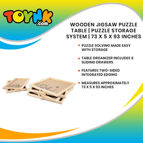 Wooden Jigsaw Puzzle Table | Puzzle Storage System | 35 x 2 x 28 Inches