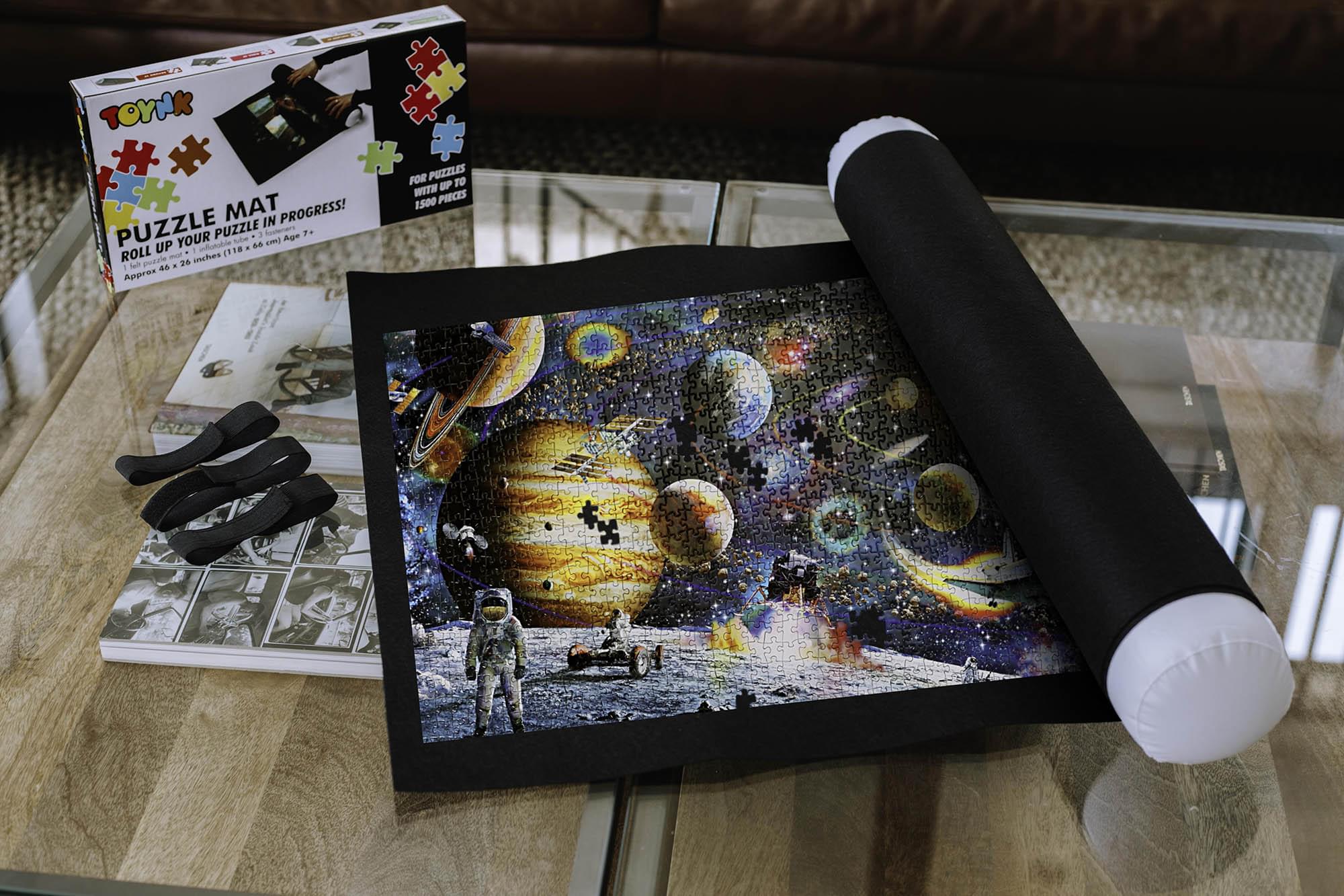Jigsaw Puzzle Roll Up Felt Mat Storage Saver | Large 46"x26" | Fits 1500 Pieces