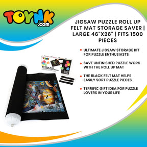 Jigsaw Puzzle Roll Up Felt Mat Storage Saver | Large 46"x26" | Fits 1500 Pieces