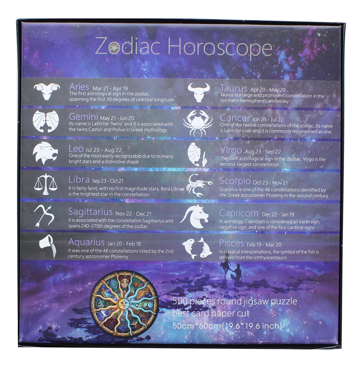 Zodiac Horoscope 500 Piece Round Jigsaw Puzzle