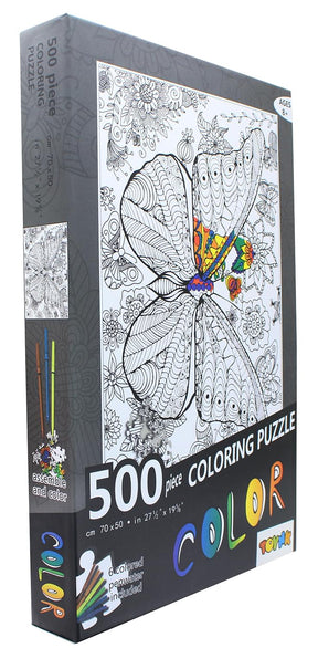 Butterfly 500 Piece Coloring Jigsaw Puzzle + 6 Markers