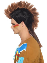 Indian Male Mohican Costume Wig Adult: Brown Black