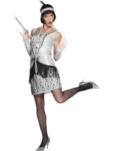 20's Flapper Costume Dress Silver Adult