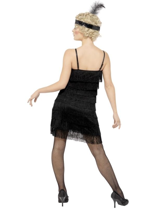 Fringe Flapper Costume Dress Adult: Black