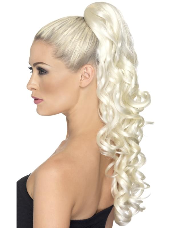 Divinity Costume Clip-On Hair Extension: Curly Blonde
