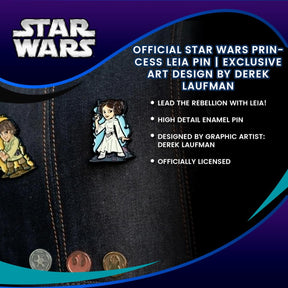 OFFICIAL Star Wars Princess Leia Pin | Exclusive Art Design By Derek Laufman
