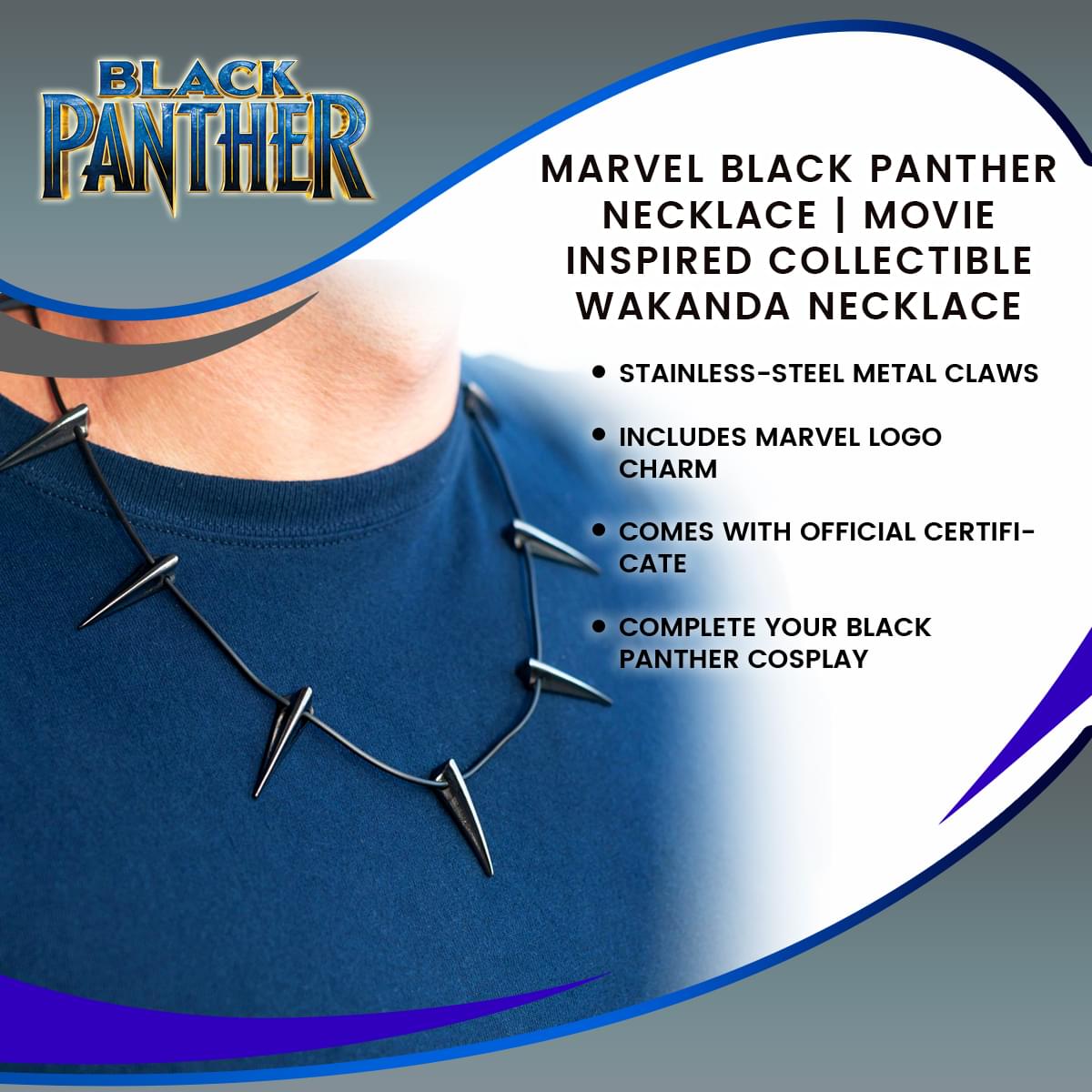 Marvel Black Panther Necklace | Movie Inspired Collectible | Wakanda Necklace