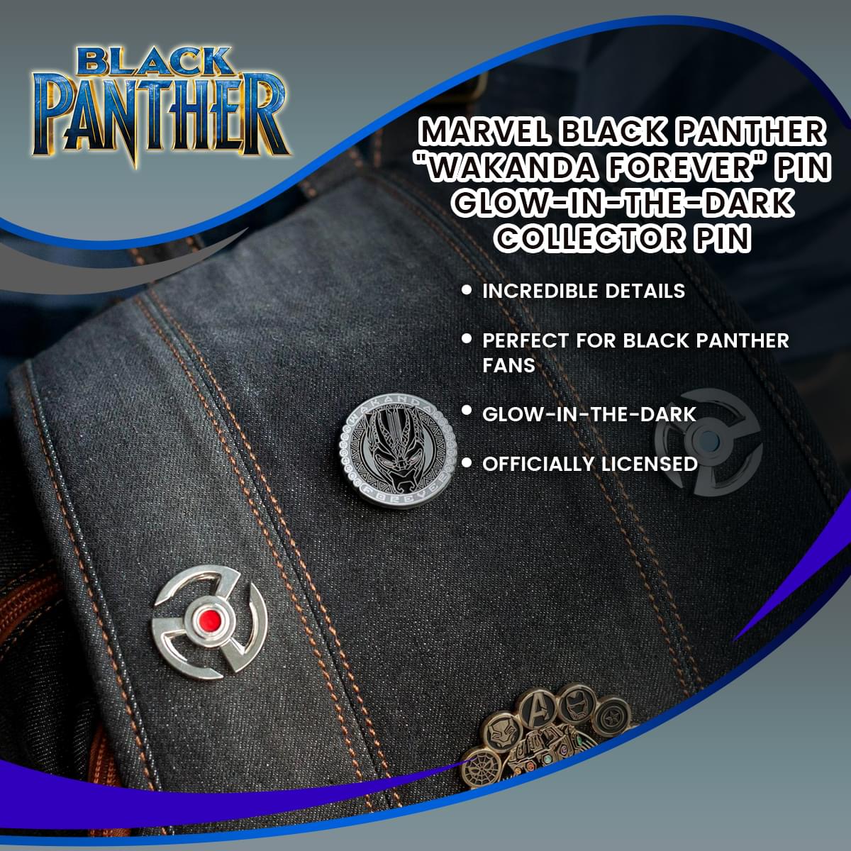 Marvel Black Panther "Wakanda Forever" Pin | Glow-In-The-Dark Collector Pin