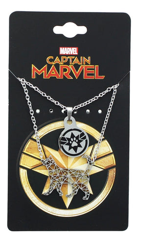 Marvel Captain Marvel Goose Silver 2 Tiered Pendant Necklace