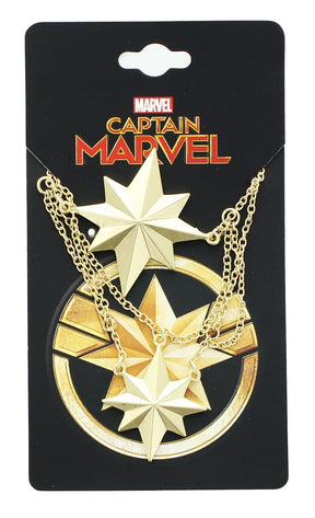 Marvel Captain Marvel Logo Gold 2 Tiered Pendant Necklace