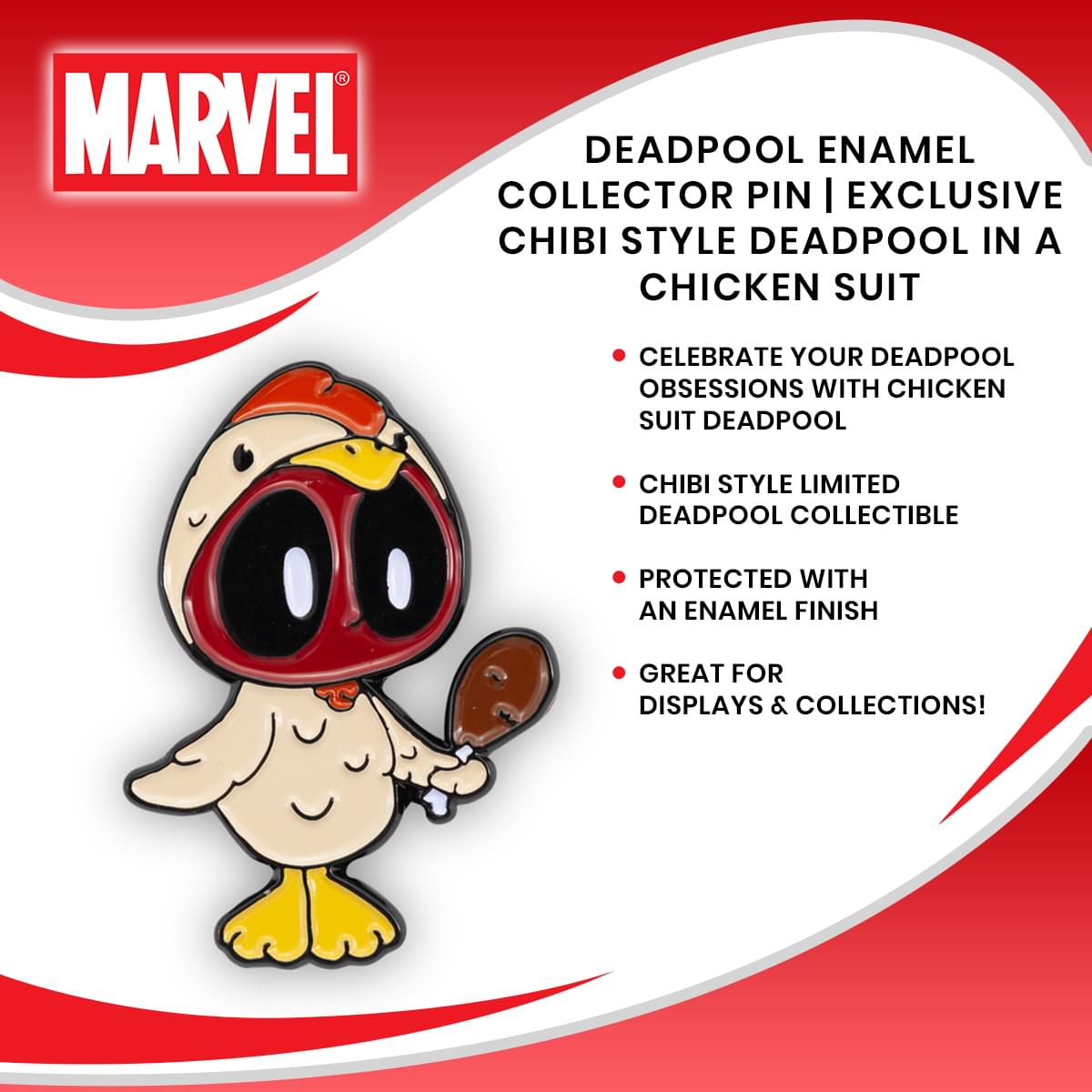 Deadpool Enamel Collector Pin | Exclusive Chibi Style Deadpool In A Chicken Suit