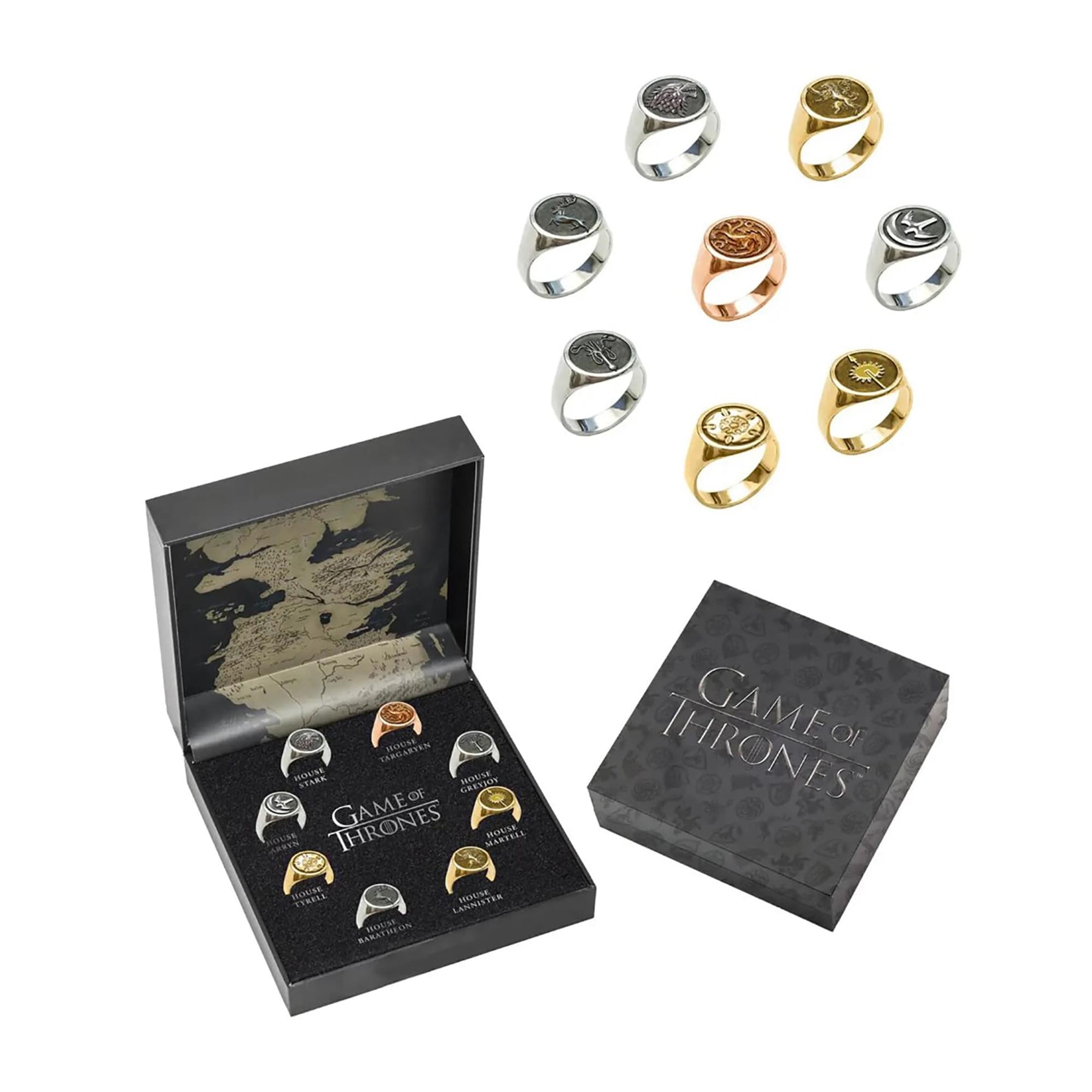 Game of Thrones House Sigil Ring Set | 8 Adjustable Rings