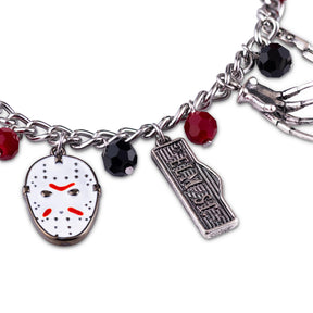 Freddy vs. Jason 15mm Enamel Charm Silver Finish Chain Bracelet Novelty Jewelry