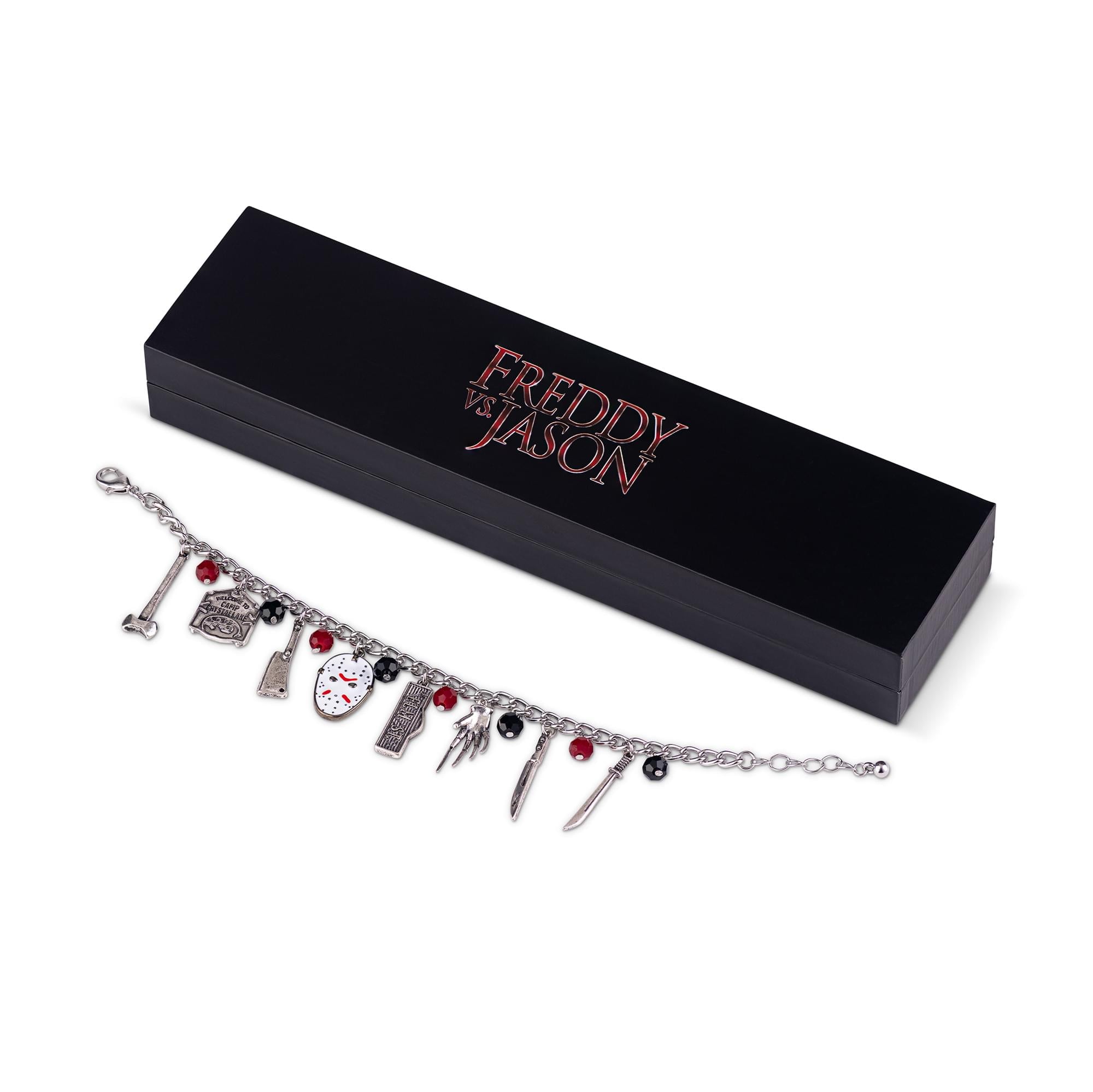 Freddy vs. Jason 15mm Enamel Charm Silver Finish Chain Bracelet Novelty Jewelry