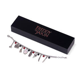 Freddy vs. Jason 15mm Enamel Charm Silver Finish Chain Bracelet Novelty Jewelry