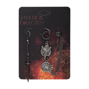 Game of Thrones House of the Dragon Targaryen Dragon Mismatched Earrings Set