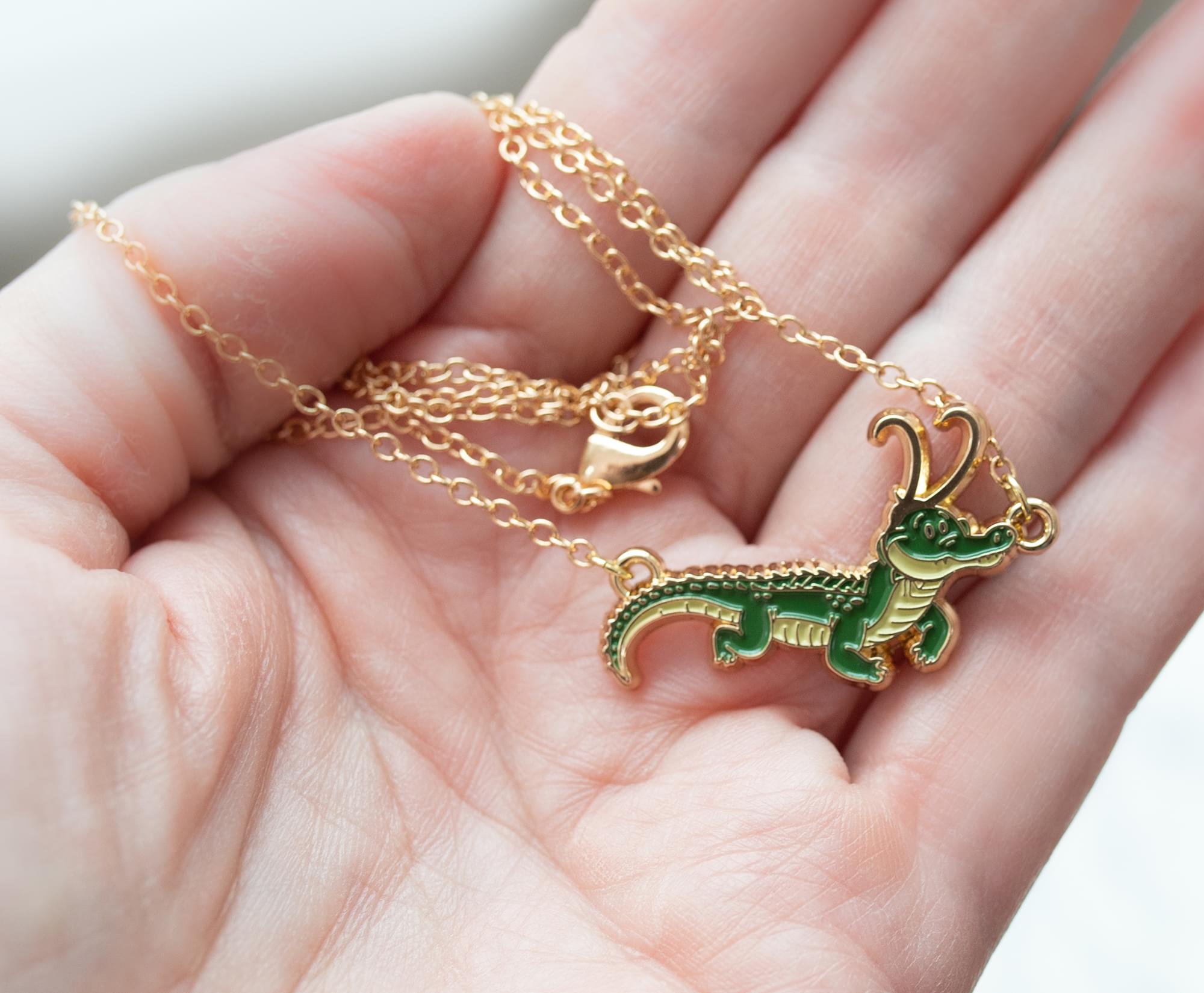 Marvel Studios Loki Alligator Pendant Necklace with Gold Chain