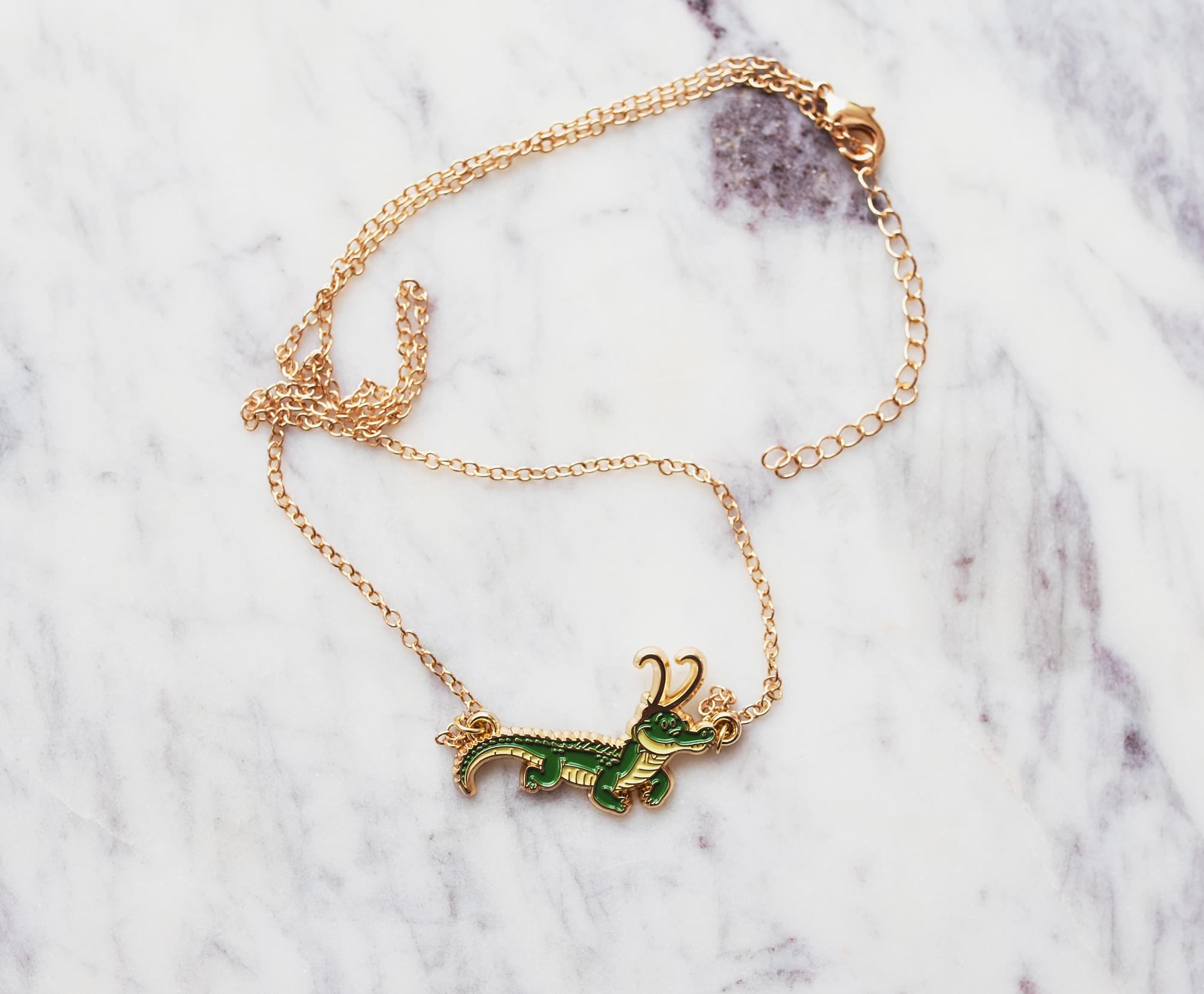 Marvel Studios Loki Alligator Pendant Necklace with Gold Chain