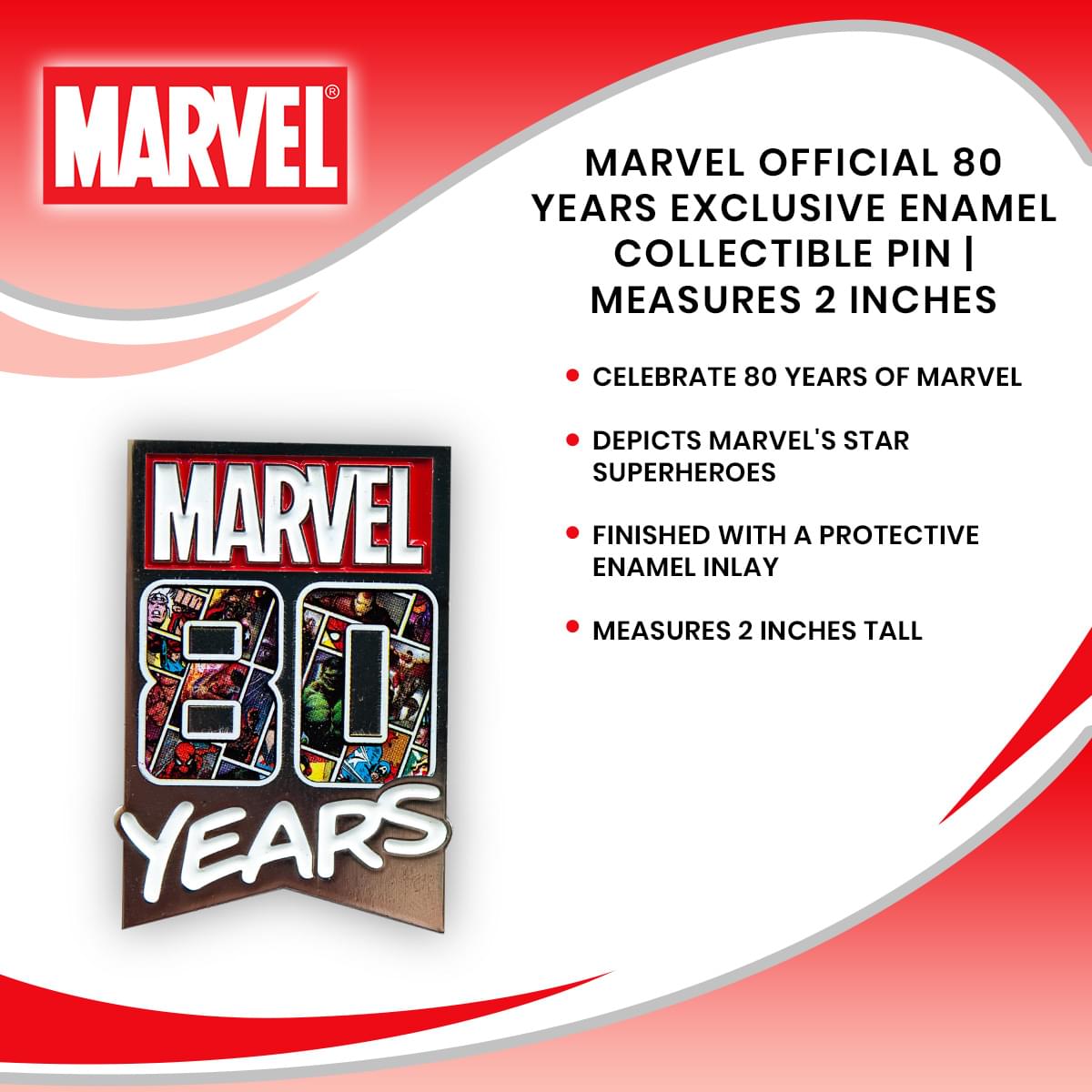 Marvel Official 80 Years Exclusive Enamel Collectible Pin | Measures 2 Inches