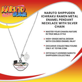Naruto Shippuden Ichiraku Ramen Metal Enamel Pendant Necklace with Silver Chain
