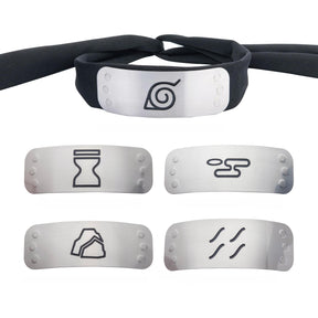 Naruto Cosplay Headband Replica Set With 4 Interchangeable Village Metal Plates