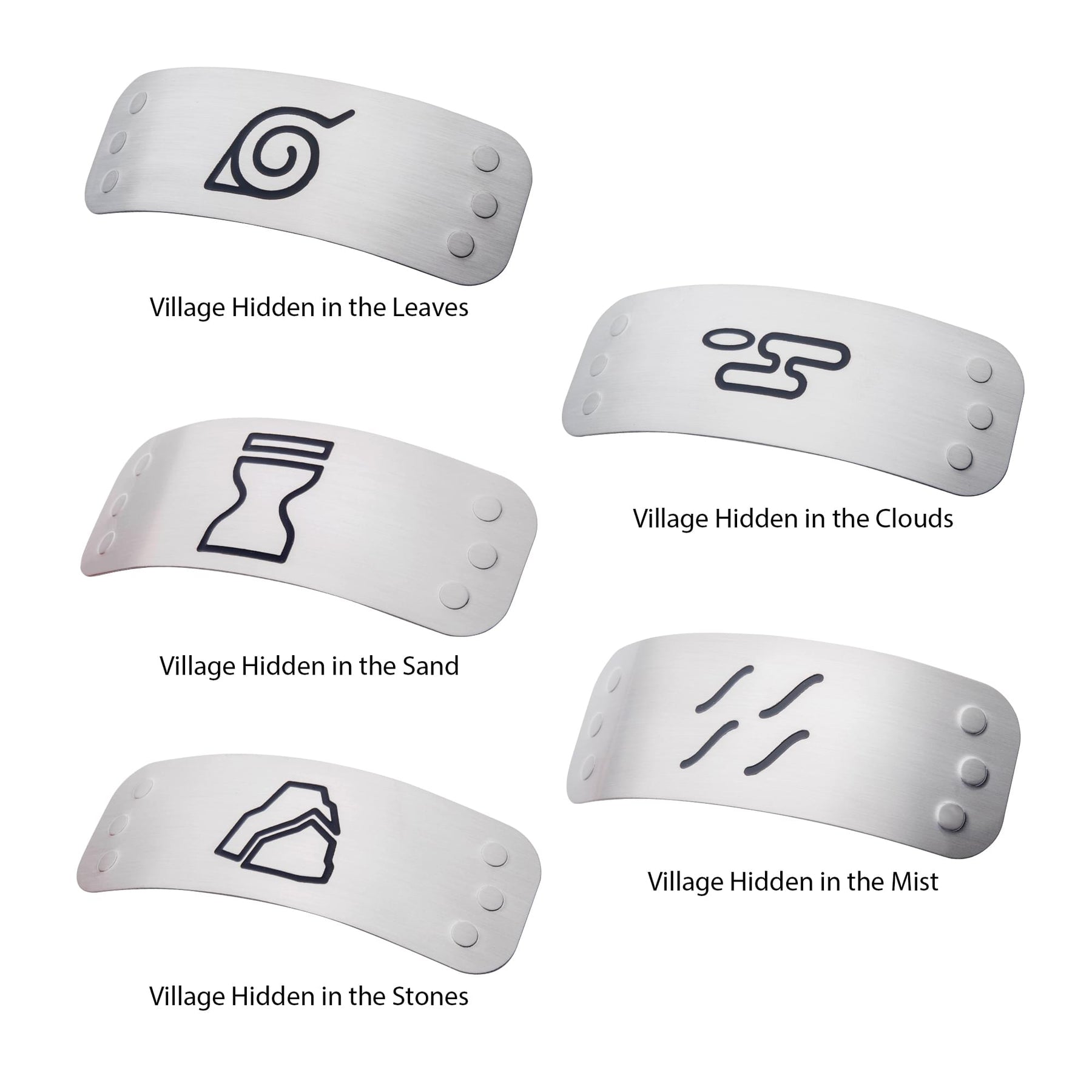 Naruto Cosplay Headband Replica Set With 4 Interchangeable Village Metal Plates