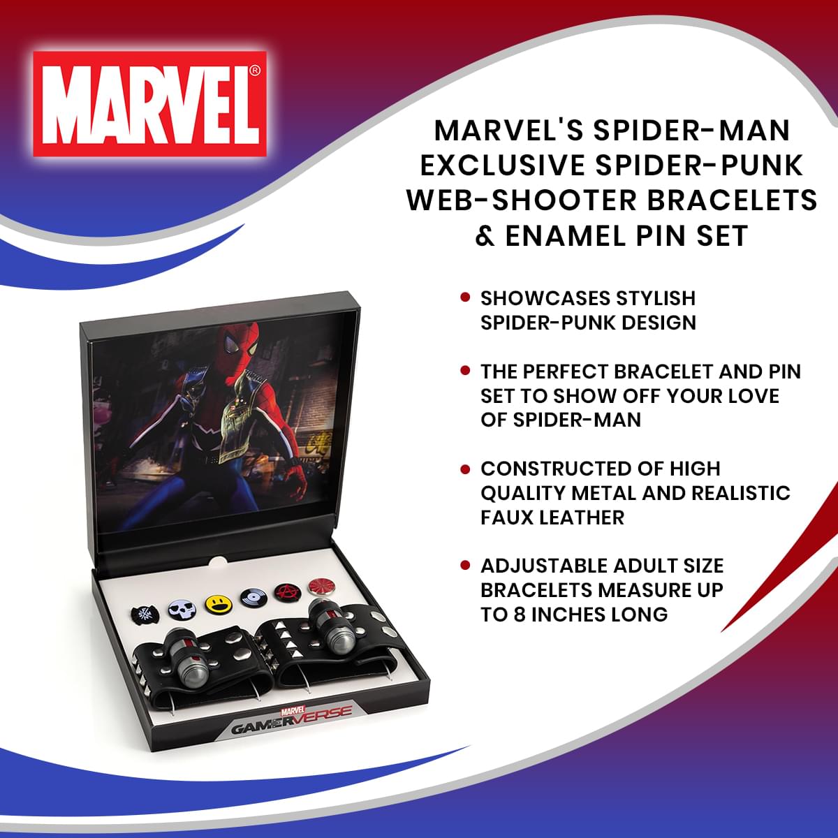 Marvel's Spider-Man Exclusive Spider-Punk Web-Shooter Bracelets & Enamel Pin Set
