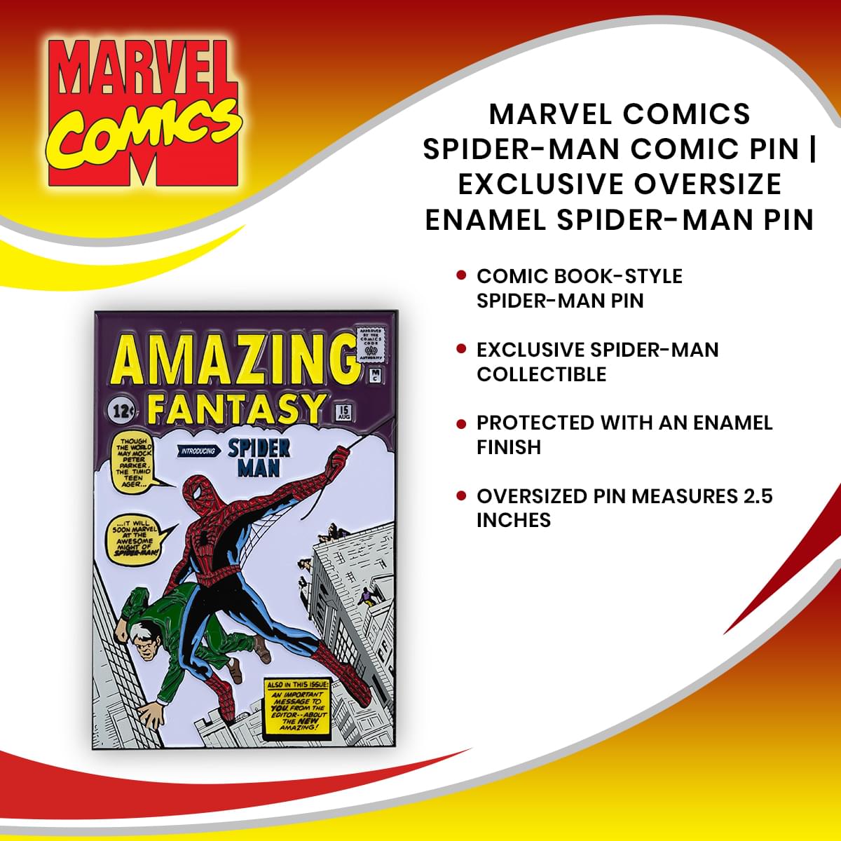 Marvel Comics Spider-Man Comic Pin | Exclusive Oversize Enamel Spider-Man Pin