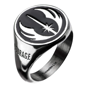 Star Wars Jewelry Men's Stainless Steel Jedi Signet Ring (Silver/Black) - Size 9