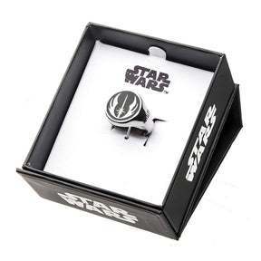 Star Wars Jewelry Men's Stainless Steel Jedi Signet Ring (Silver/Black) - Size 11